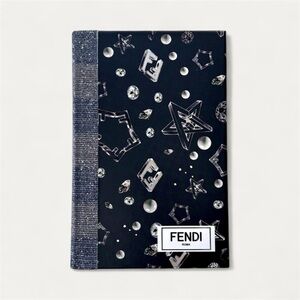 FENDI Black and Silver Geometric Design Notebook